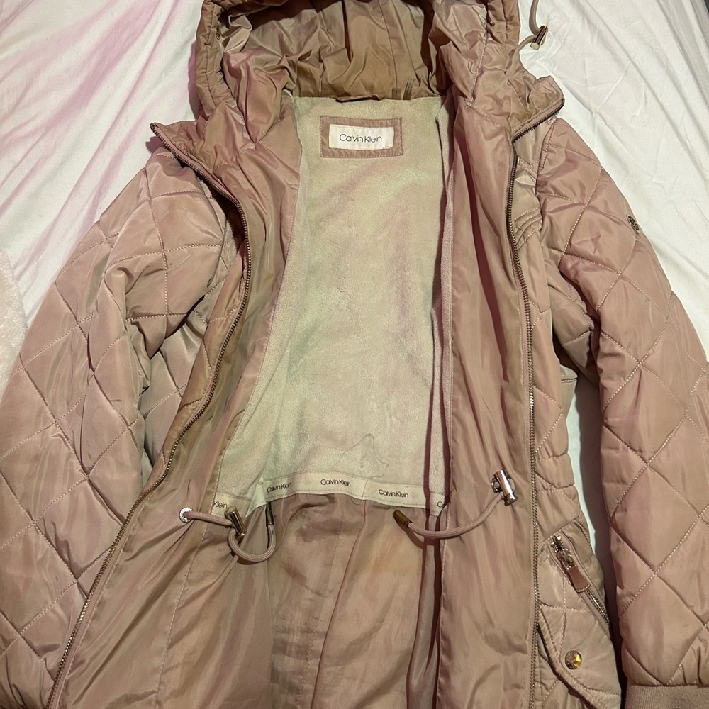 Calvin Klein Women's Rose Gold Quilted Puffer Jacket